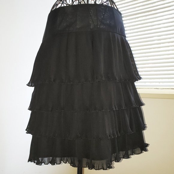 Cottagecore MOD Punk New Wave Pleated Tiered Black Ruffled Mini Skirt Madonna  S - Picture 4 of 14